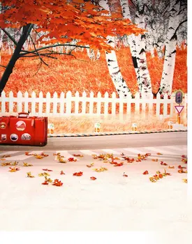 5x7ft Забор, Красные листья, Клен, фоны для фотосъемки, реквизит для фотосессии, студийный фон