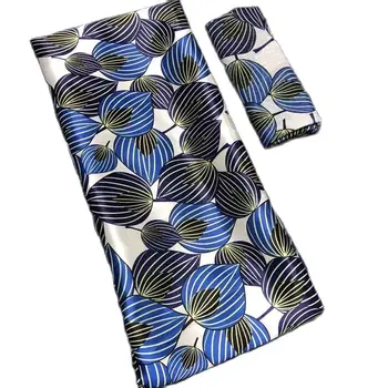 Новая шелковая ткань, африканская экологически чистая шелковая атласная ткань С шифоном, Комплект из 4 + 2 ярдов для женского платья