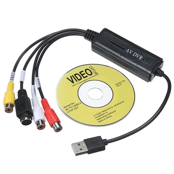 Pohiks 1 шт. Черная односторонняя карта видеозахвата USB 2.0 Высококачественный аудио-AV адаптер для портативных ПК