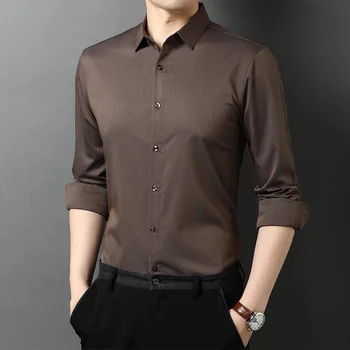 2023 новая весенне-осенняя мужская рубашка с лацканами, деловые рубашки с длинными рукавами qwe9709