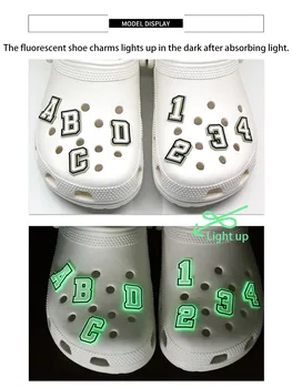 1 шт. Светящиеся буквы-брелоки для обуви Croc, светящиеся аксессуары для обуви, флуоресцентные украшения Croc в темноте