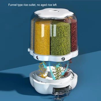 Вращающийся дозатор зерна с 6 решетками, контейнер для хранения сухих пищевых продуктов