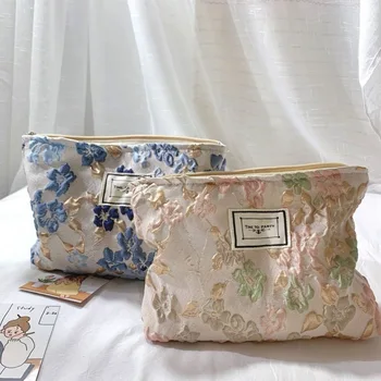 Холщовая Женская дорожная сумка для хранения Туалетных принадлежностей, Милая косметичка, Портативные сумки для макияжа