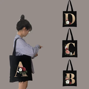 Сумки-тоут с цветочным рисунком Алфавита для женщин, холст, 2021, Новые роскошные сумки, Тканевая сумка с принтом для покупок, Многоразовая Дизайнерская сумка с логотипом
