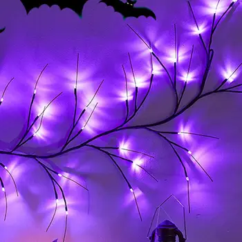 Лампа для Хэллоуина Настольная светодиодная лампа на батарейках Водонепроницаемая светодиодная лампа из ивовой лозы для Хэллоуина с несколькими режимами фотосъемки