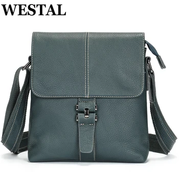 WESTAL Темно-синяя сумка через плечо Для мужа, Сумки-мессенджеры из натуральной кожи, Повседневные Модные Боковые сумки-слинги для 9,7-дюймового iPad
