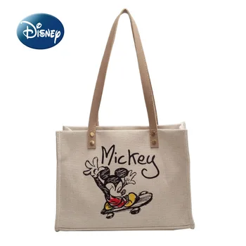 Новая холщовая сумка Disney Mickey's, Модная женская сумка с героями мультфильмов, многофункциональная дорожная сумка для хранения, женская сумка