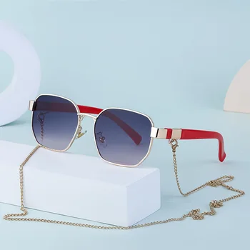 Женские дизайнерские ретро квадратные солнцезащитные очки DOISYER с роскошным винтажным оттенком, цепочка на шею, роскошные солнцезащитные очки