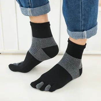 1 пара осенне-зимних мужских носков с пятью пальцами, спортивные дышащие носки из чистого хлопка удобной формы с антифрикционным носком, мужские