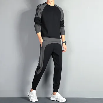 Новые мужские комплекты для бега трусцой, спортивный костюм, мужской бренд, весенне-осенний спортивный костюм, мужские толстовки + брюки, спортивная одежда в стиле пэчворк, мужская одежда