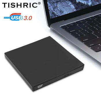 Портативный внешний DVD-привод TISHRIC, оптический привод USB2.0, устройство чтения компакт-дисков Slim CD ROM для настольных ПК, ноутбука, планшета, DVD-плеера