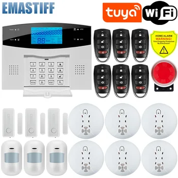 Tuya WiFi GSM Защита дома, интеллектуальная сигнализация, комплект для защиты от взлома с ЖК-экраном, Мобильное приложение, дистанционное управление, RFID Постановка на охрану и снятие с охраны