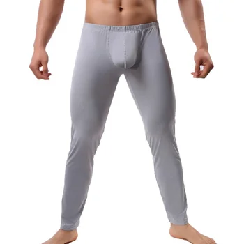Ультратонкие Мужские Пижамные штаны, Сексуальный мешочек из стекляруса, Прозрачные брюки-слип, Подштанники для фитнеса, леггинсы, Мужское нижнее белье, Пижамы