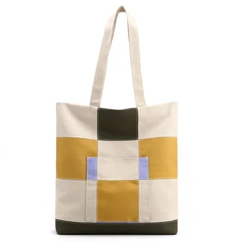 Новая сумка через плечо, женская простая и модная сумка большой емкости с холщовой сумкой в стиле пэчворк