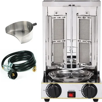 Набор для гироскопических такосов Al Pastor Doner Grill Small Home Machine Вертикальная жаровня-гриль из 3 машин для приготовления мяса (противень-ловушка) и пропанового