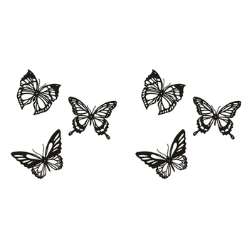 6 шт., Металлический декор стен с бабочками, Черный Металлический Декор с Бабочками, Декор для дома, Офиса, Спальни