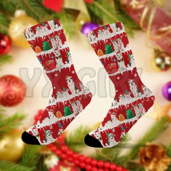Носки с Рождеством аляскинского маламута, носки с 3D принтом, Высокие носки Для мужчин И женщин, высококачественные длинные носки, Новинка, носки