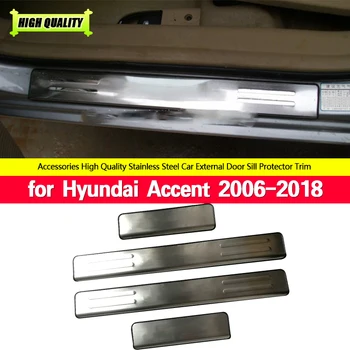 Накладка на порог боковой двери из нержавеющей стали/накладка на накладку, 4 шт./компл. для Hyundai Accent 2006 2007 2008 2009 2010 2011 2012 2013-2018