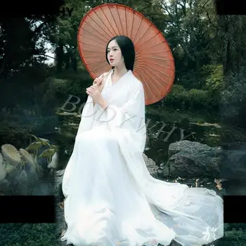 Элегантное Женское Белое платье в стиле ретро, Длинная китайская Древняя Одежда Феи, Платье Hanfu Tang, Костюм для Косплея