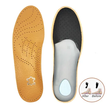 Новая Кожаная ортопедическая стелька для обуви с поддержкой свода стопы, Ортопедическая обувь, Подошва, Стельки для мужской и женской обуви, подушечки