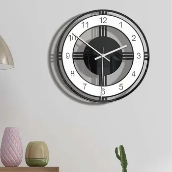Настенные часы с круглым циферблатом, 1 шт., Домашняя гостиная, спальня, акриловые металлические часы с указателем, Простые настенные часы в винтажном стиле