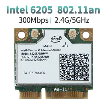 Беспроводные адаптеры 2,4 G/5 ГГц для Intel Centrino Advanced-N 6205 62205an 62205hmw 300 Мбит/с Половина мини-карты PCI-E WiFi с окном 802.11n