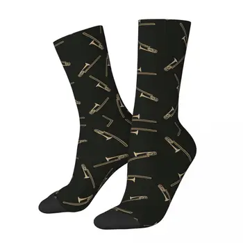 Черные носки с тромбоном, чулки в стиле Харадзюку, впитывающие пот, Носки на все сезоны, аксессуары для мужчин и женщин, подарки