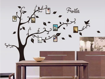 Черная семейная фоторамка дерево, окно, наклейка на стену, наклейка на стену, обои