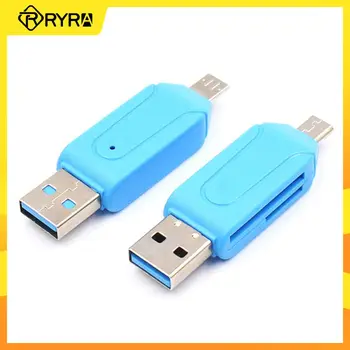 RYRA 1шт Случайный цвет 2 В 1 USB 2.0 OTG Адаптер для чтения карт памяти Универсальный Micro USB TF SD Card Reader для телефона Ноутбука