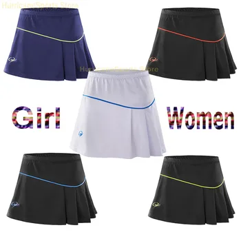 Женская юбка-шорты для тенниса, Спортивные юбки для девочек с защитными шортами, женские теннисные юбки для бега, спортивная юбка для бадминтона средней длины