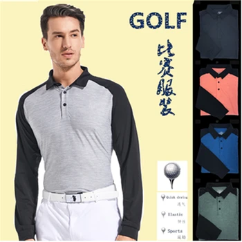 Платье для гольфа для мужчин, осеннее платье для гольфа с длинными рукавами, стрейчевый стиль, повседневная куртка с лацканами для спорта на открытом воздухе, высококачественная куртка