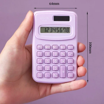 Карманный мини-калькулятор для студентов, карманный калькулятор солнечной энергии, 8 цифр, Карманные батарейки, Дополнительные принадлежности для переноски, офисный калькулятор для школьников