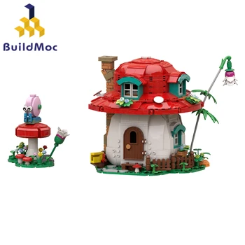 BuildMoc Набор строительных блоков Волшебный Фантазийный Гриб, домик Улитки, Открывающееся приключение, Сказочная хижина, архитектура, кирпичная игрушка для подарка малышу