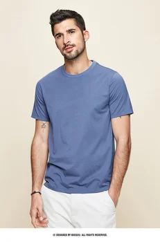 W4544-Удобная модальная хлопковая футболка с коротким рукавом, мужская приталенная однотонная футболка с круглым вырезом и эластичным низом