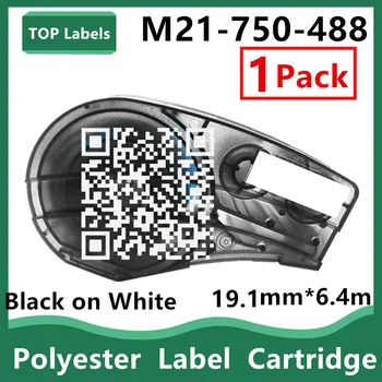 Сменные картриджи с лентой 1PK M21-750-488 Черного цвета на белом с надписями из полиэстера 19,1 мм * 6,4 м В этикетировщике, Ручном принтере этикеток