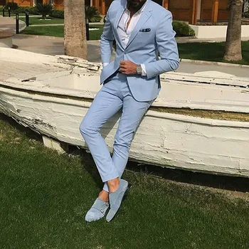 Новейшие модели пальто и брюк Синие мужские костюмы для свадьбы Повседневные мужские Блейзеры Slim Fit Костюм Homme Custom Terno Masculino 2 шт.