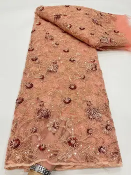 Модная Африканская Сетчатая Кружевная ткань с блестками 2023, Высококачественная французская гипюровая шнуровая Тюлевая ткань для женщин, ткань для вечеринки, материал для платья