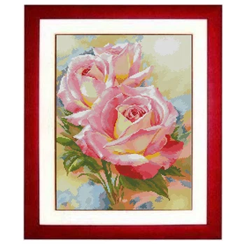Amishop Бесплатная доставка, Высококачественный Популярный набор для вышивания крестиком, розы, Цветок Розы, 3 Розовые Розы, Алиса 2-31 Роза