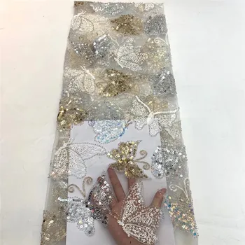 Африканская Кружевная ткань с блестками 2021, Женская Высококачественная вышивка, Нигерийская Кружевная ткань, Французская Сетчатая Кружевная ткань ZX36891