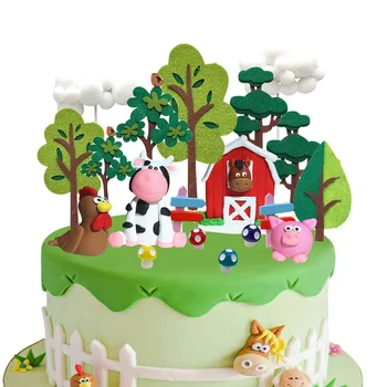 Топпер для торта на День рождения фермы, Животные, Украшение торта, Кекс, Корова, Гриб, Цыпленок, Дом отдыха, Детские принадлежности для Дня рождения