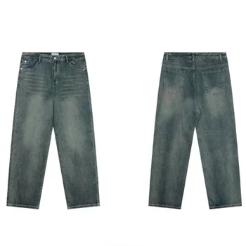 Мужские джинсы CAVEMPT C.E в стиле Ретро, потертые, Свободные, Простые, Прямые женские джинсы C.E