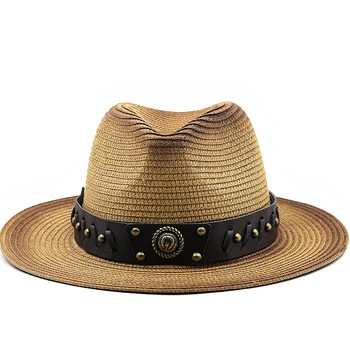 Новая натуральная панама, мягкая соломенная шляпа, Летняя женская/мужская ковбойская шляпа, пляжная кепка для папы с широкими полями, Солнцезащитная кепка с защитой от ультрафиолета, Фетровая шляпа для папы