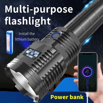 Яркий светодиодный фонарик из алюминиевого сплава с защитой от падения, перезаряжаемый через USB