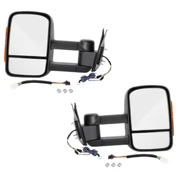Черные Электрические Выдвижные Буксировочные зеркала Для Toyota Hilux 2005 2006 2007 2008 2009 2010 2011 Автомобильное зеркало заднего вида