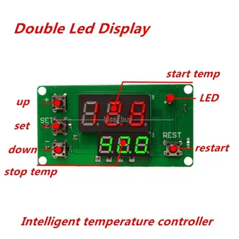 DC12V Двойной светодиодный дисплей Цифровой интеллектуальный термостат Регулятор Регулятор температуры постоянный