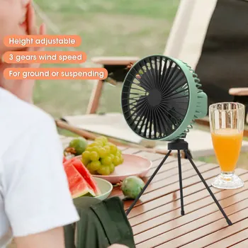 Вентилятор для кемпинга 10000 мАч, Перезаряжаемый Настольный Портативный Потолочный Электрический вентилятор со штативом, мини-вентилятор USB