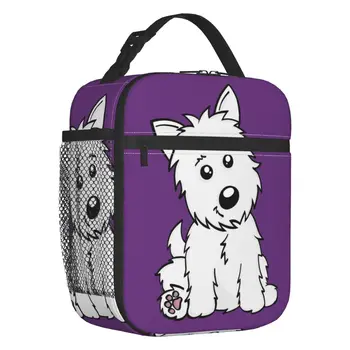 Изготовленная на заказ Милая мультяшная сумка для ланча Westie Dog, Женская теплая сумка-холодильник, изолированный ланч-бокс для детей, школа