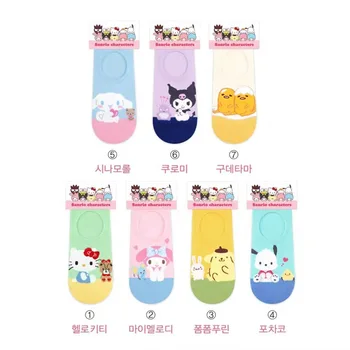 Мультяшные носки Sanrio для мелководья, Аксессуары Hello Kittys, Милая красота, Каваи, Аниме, Тонкие дышащие короткие носки, игрушки для девочек