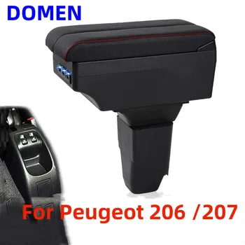 Новинка Для Peugeot 206/207, коробка для подлокотника, Центральный магазин Содержимого С Выдвижным Отверстием для чашки, Большое Пространство, Двухслойная Зарядка через USB
