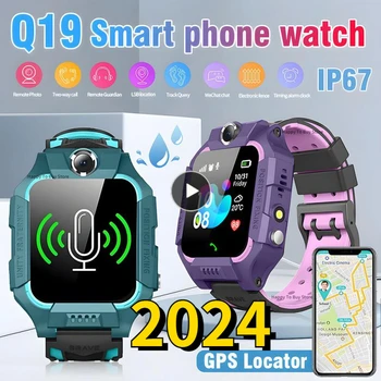 Q19 Детские смарт-часы 3G Sim-карта WiFi + LBS Трекер SOS Камера Детский мобильный телефон Голосовой чат Математическая игра Фонарик Детские смарт-часы